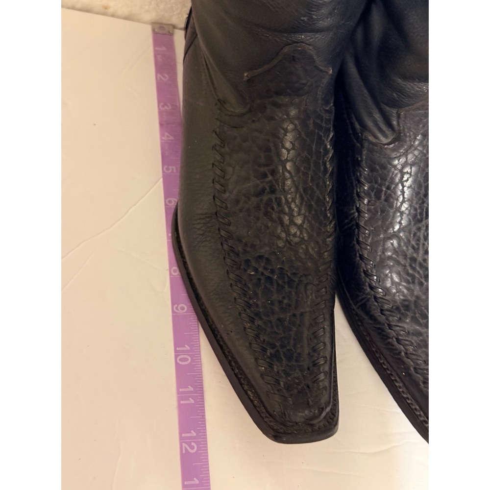Mens Black Leather Western Cowboy Boots Snip Toe Whipstitch Mexico Size 8 - Picture 7 of 8